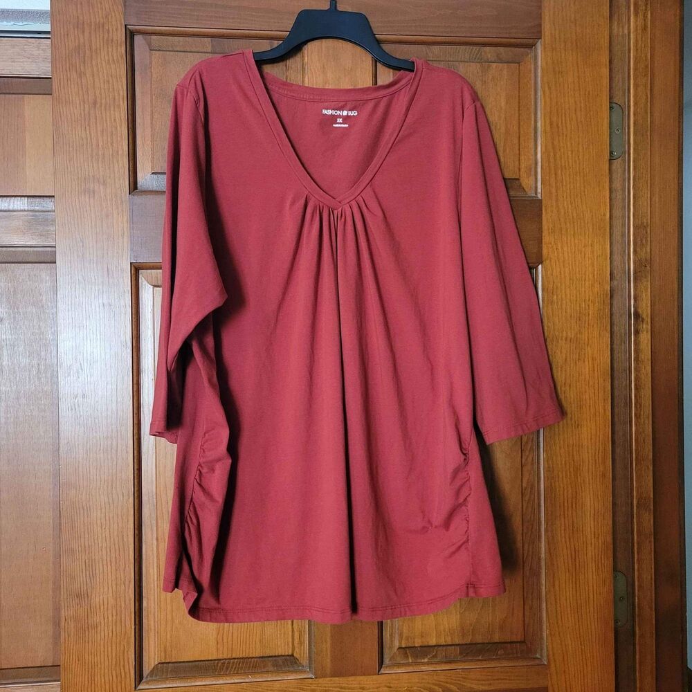 Women's Size 3X Fashion Bug 3/4 Sleeve Fall Colored Top